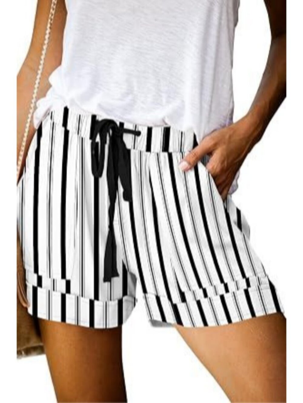 Womens Casual Lounge Shorts Elastic Drawstring Waist High Rise Shorts